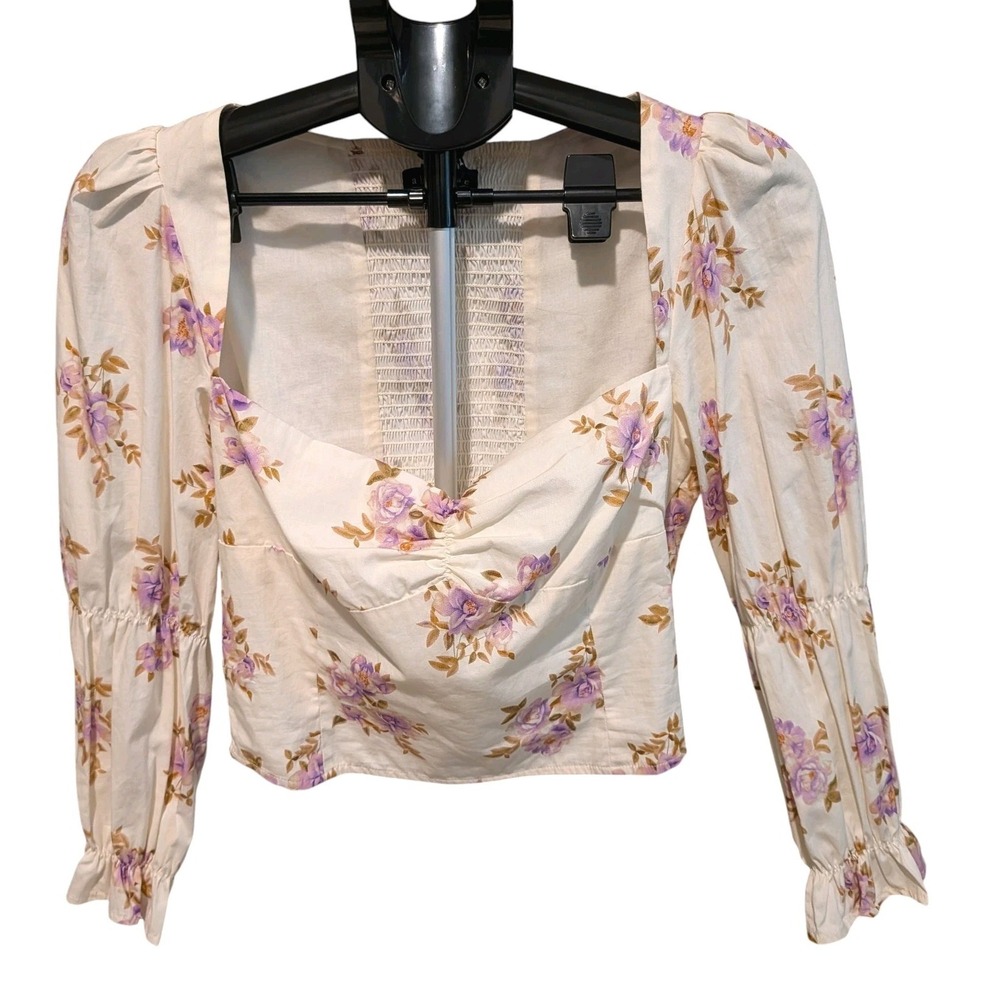 Abbeline South Moon Under Floral Corset Cropped Top L Cotton NWT Milkmaid Boho